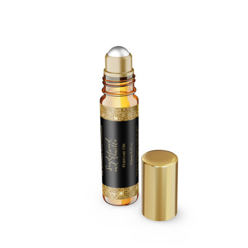 Black and Gold Glitter Perfume Roller Bottle label