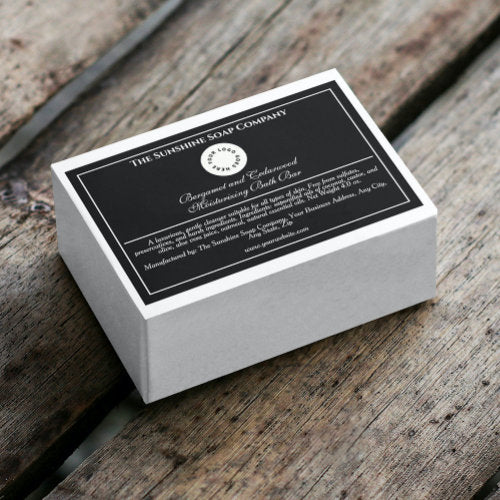 Black and white waterproof soap box label
