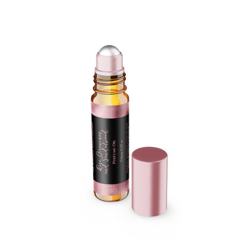 Black & Faux Pink Foil Perfume Roller Bottle label