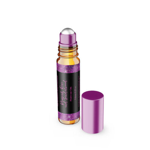 Black Magenta Glitter Perfume Roller Bottle label