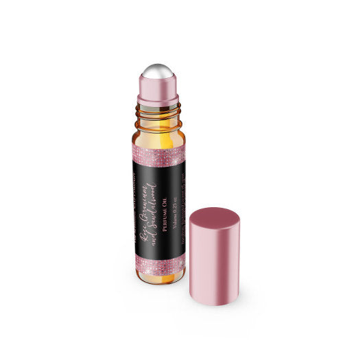 Black & Pink Glitter Perfume Roller Bottle label