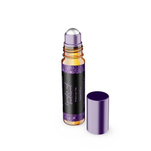 Black & Purple Glitter Perfume Roller Bottle label