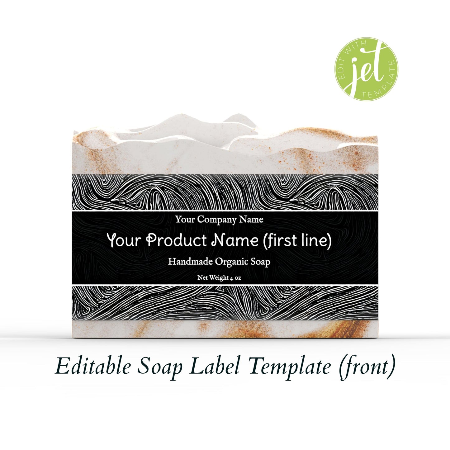 Black Swirls Editable Printable Soap Label Template
