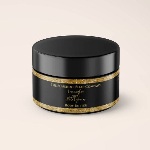Cosmetics Jar Label - Black and Gold Glitter