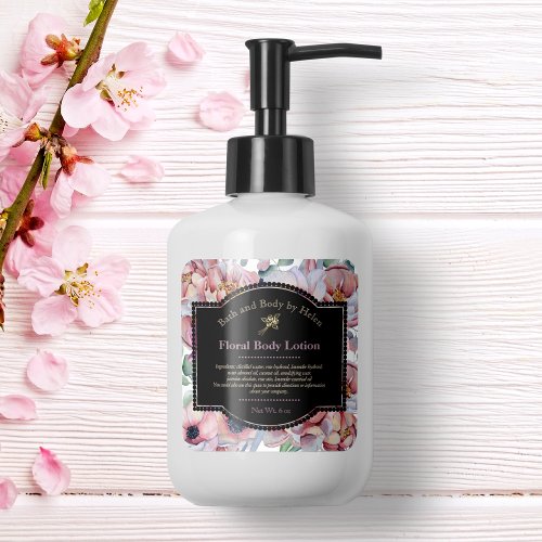 Customizable Packaging for Handmade Soap, Cosmetics, Bath and Body Products - Floral Themed Bath Products Label w Ingredients