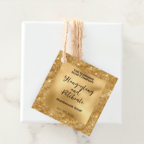 Gold Foil and Glitter Cosmetics Product Tag