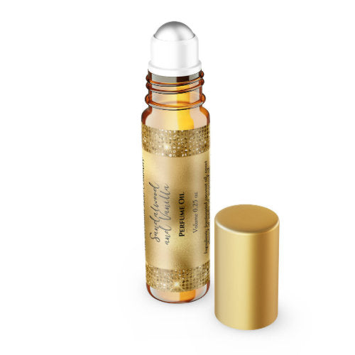 Gold Foil and Glitter Perfume Roller Bottle label
