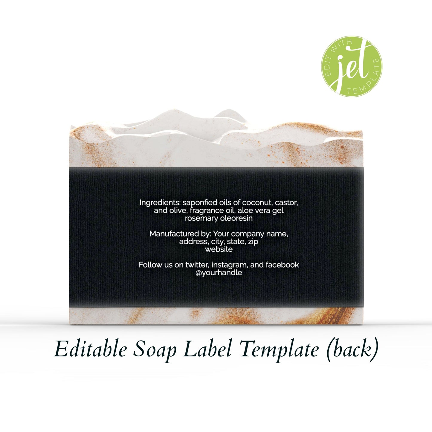 Black Background With Ribbing Editable Printable Soap Label Template (grey2)
