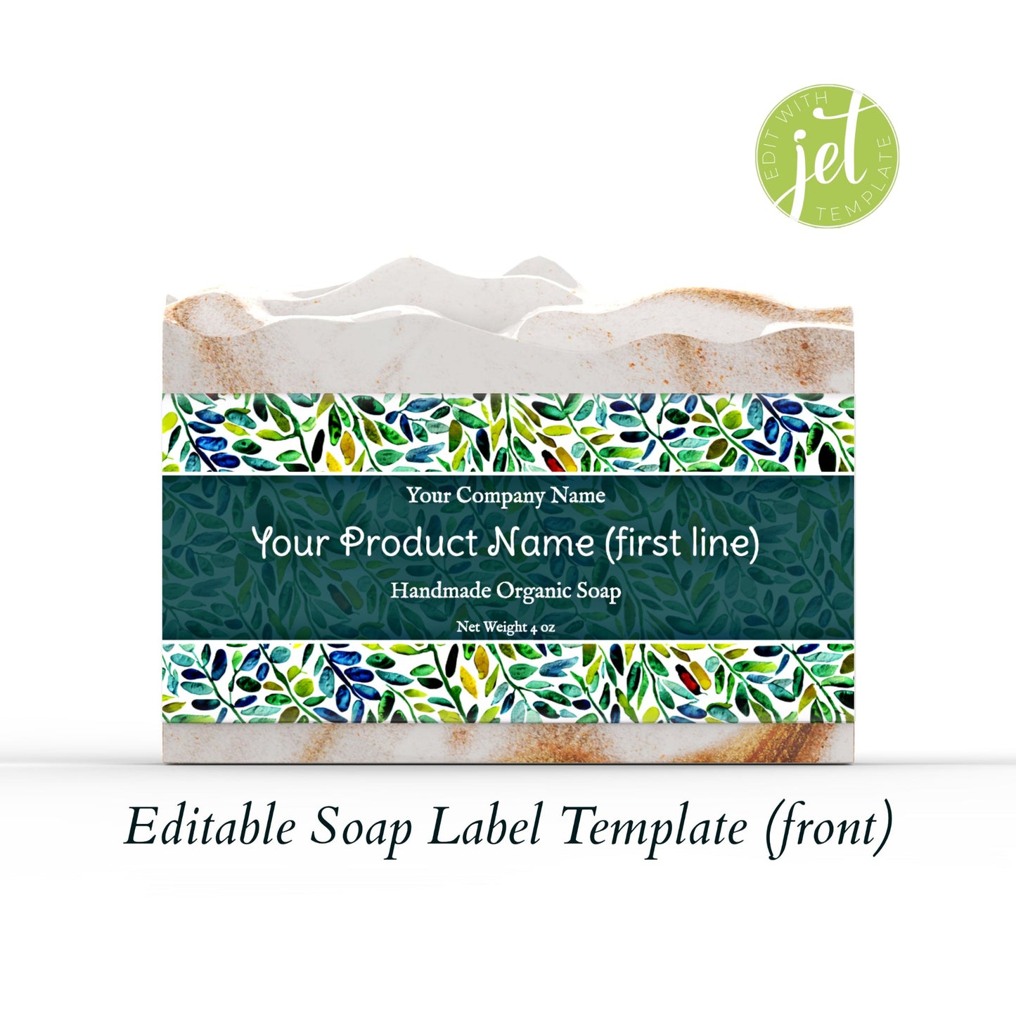 Green Leaves Themed Botanical Editable Printable Soap Label Template