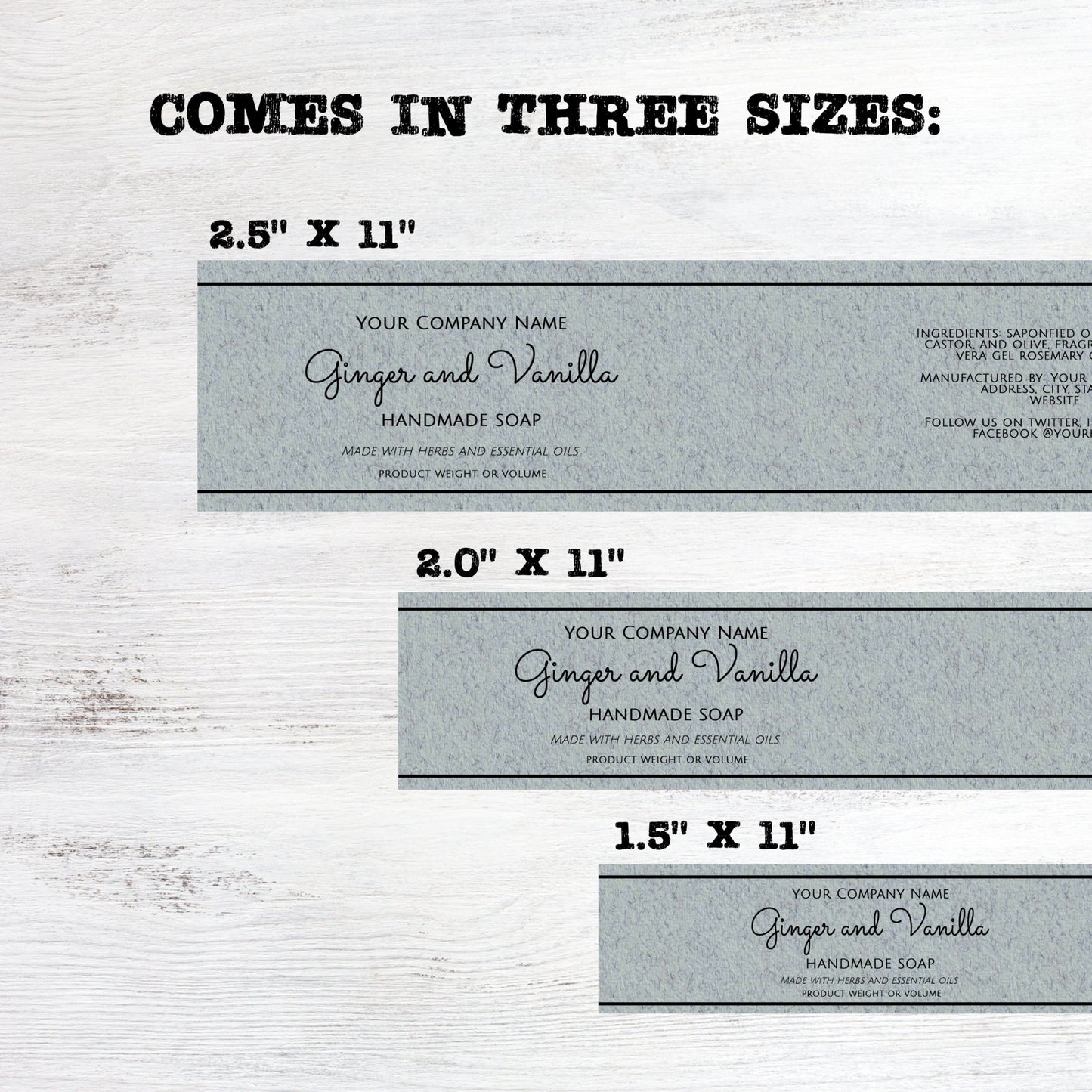 Medium Grey Speckled Paper Style Editable Printable Soap Label Template (grey sacramento)