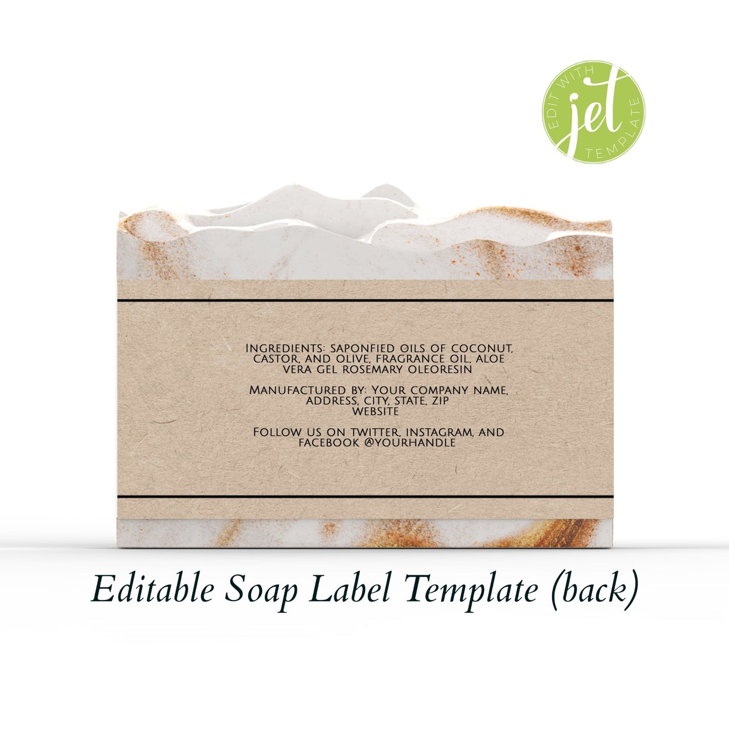 Tan Kraft Paper Style Editable Printable Soap Label Template (kraft1)