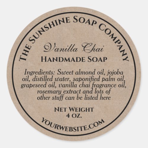Kraft paper style soap cosmetic label
