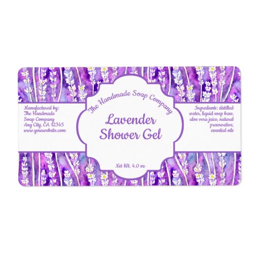 Lavender Fields Soap, Cosmetics and Bath Products Label