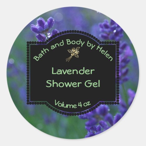 Lavender Soap Label - circle with black frame