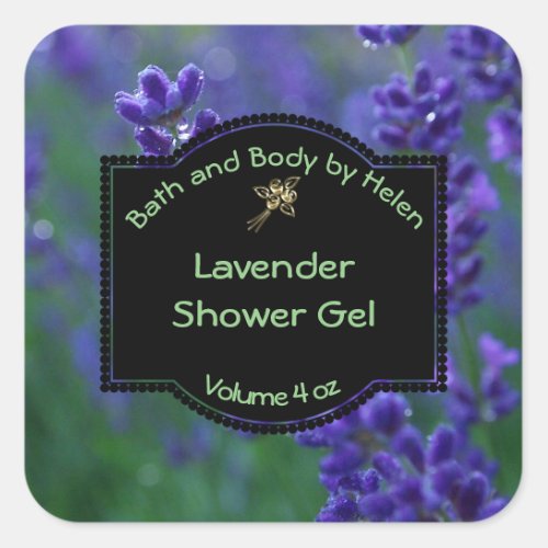 Lavender Soap Label - square with black frame