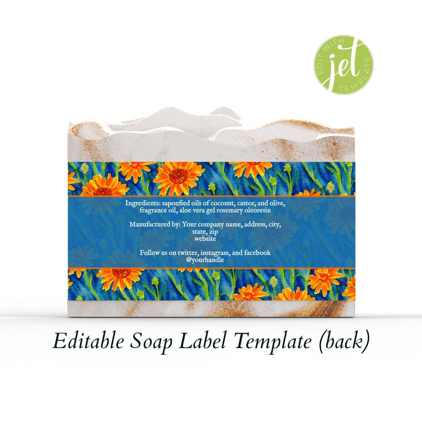 Marigold Themed Floral Botanical Editable Printable Soap Label Template