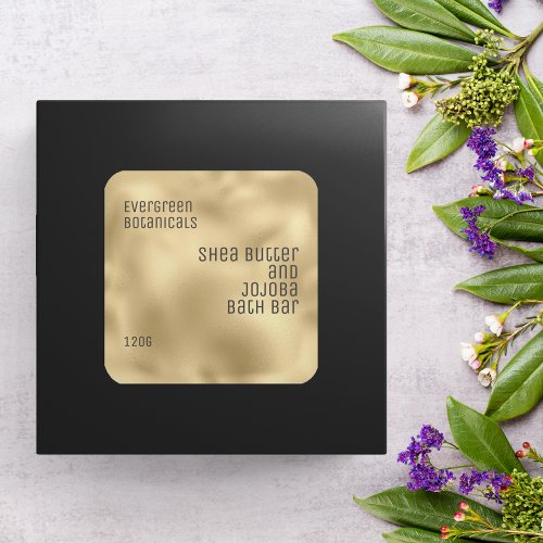 minimalist beauty product label black on gold