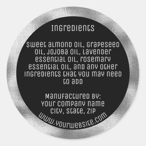 minimalist ingredients label - black with silver