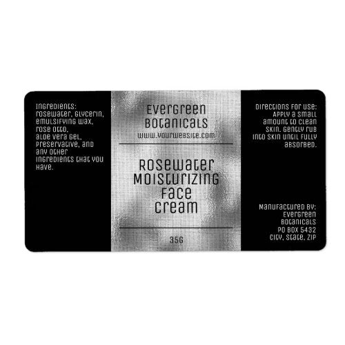 minimalist product label  - black and silver