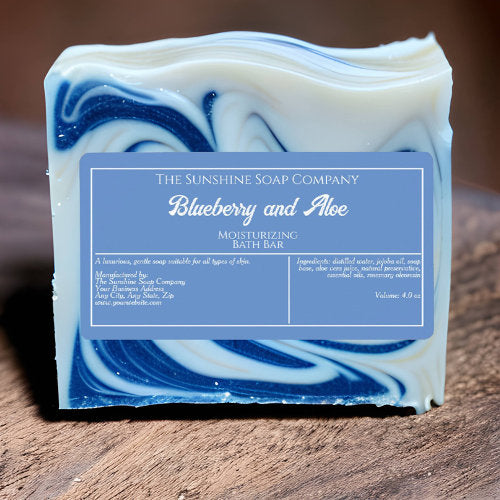 Pale Blue with White Text soap cosmetics jar label