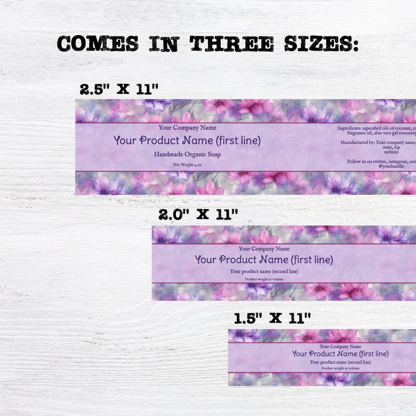 Pastel Floral Botanical Editable Printable Soap Label Template