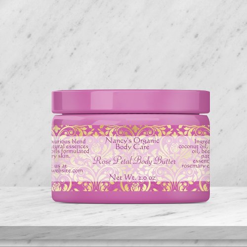 Pink and gold damask soap and cosmetics labels - 6
