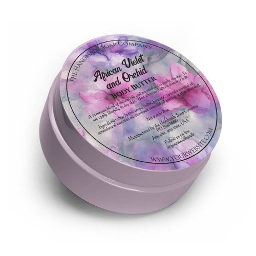 Pink and Purple Flowers Cosmetics Jar Label