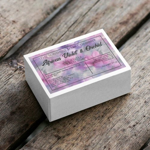 Pink and Purple Flowers waterproof soap box label