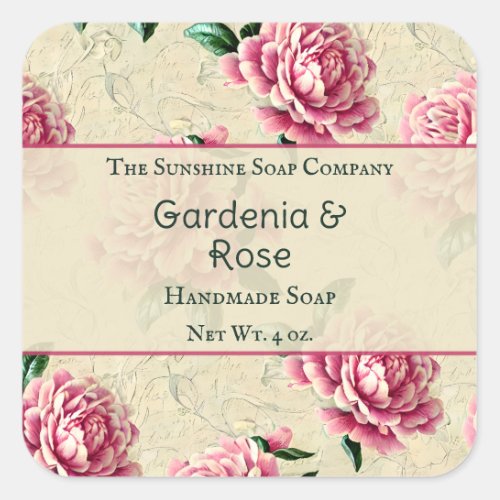 Pink Gardenias Soap Cosmetics Square Sticker