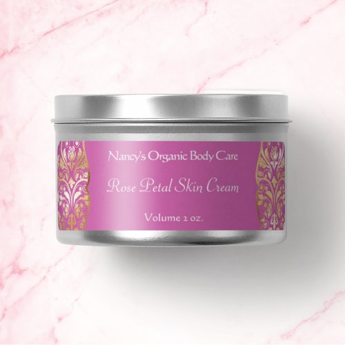 Pink and gold foil damask soap cosmetics label - 2