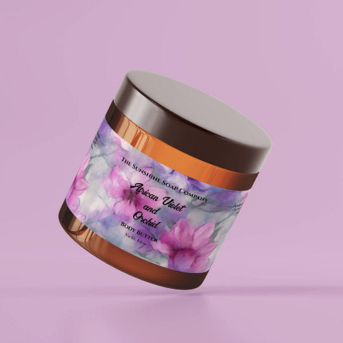 Pink & Purple Flowers Cosmetics Jar Label