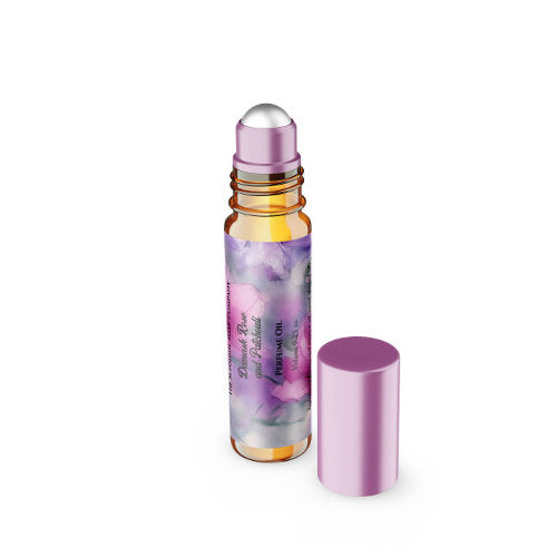 Pink & Purple Flowers Perfume Roller Bottle label