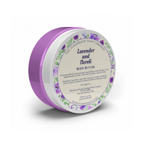 Purple Flowers Cosmetics Jar Label - 3” diameter