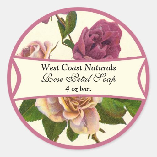 Rose Soap Label Round Sticker