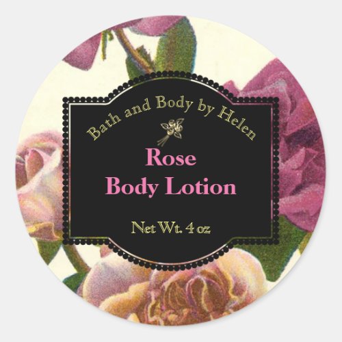 Rose Themed Soap and Bath Products Label - circle