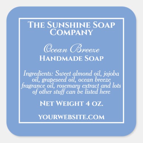 Simple Blue Soap and Cosmetics Label