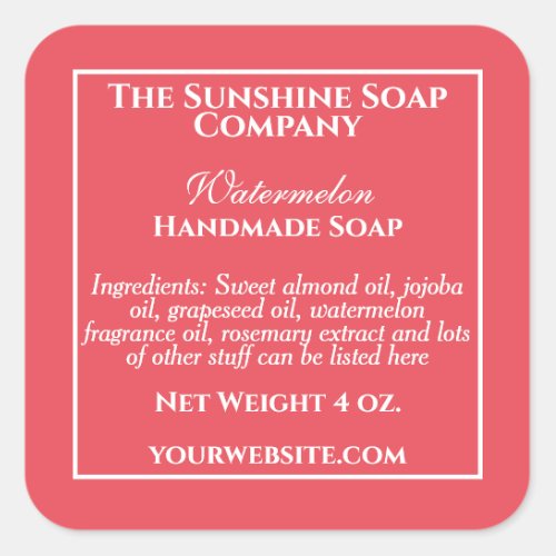 Simple Deep Pink Soap and Cosmetics Label