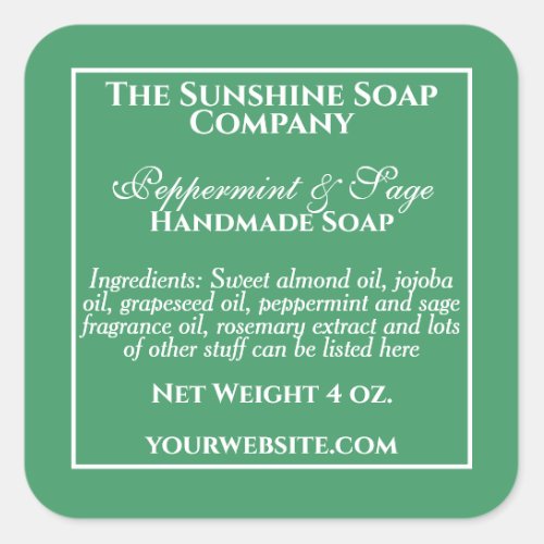 Simple green and white soap cosmetics label