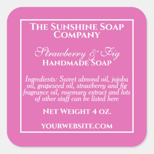 Simple pink and white soap cosmetics label