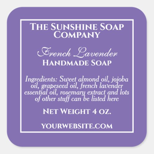Simple purple and white soap cosmetics label