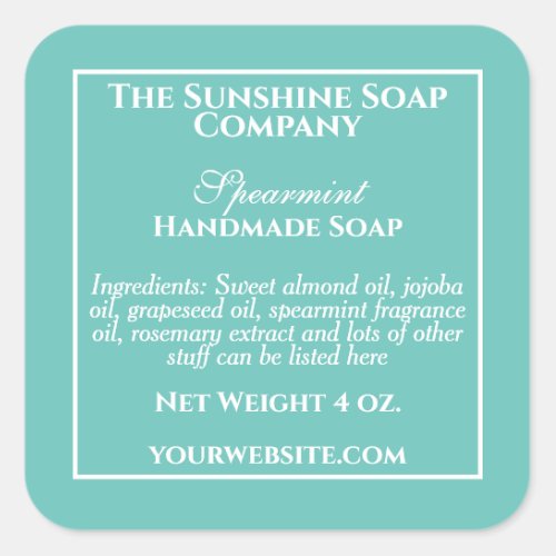 Simple Teal Soap and Cosmetics Label