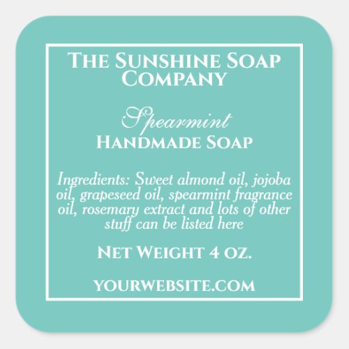 Simple Teal Soap and Cosmetics Label
