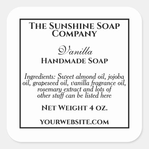 Simple white and black soap cosmetics label