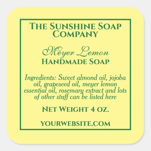 Simple Yellow and Green Soap and Cosmetics Label