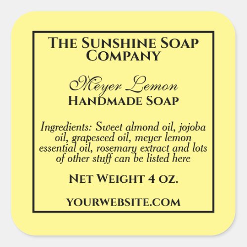Simple Yellow Soap and Cosmetics Label