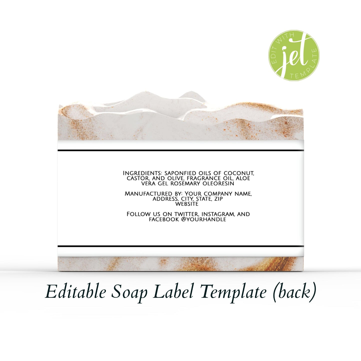 Simple White and Black Editable Printable Soap Label Template (You can change the color of the background))