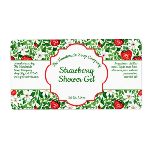 Strawberries Soap, Cosmetics and Bath Products Label