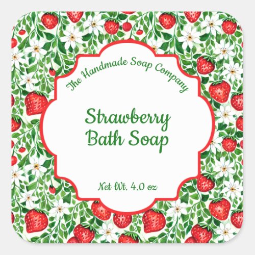 Strawberries Soap, Cosmetics and Bath Products  Square Sticker