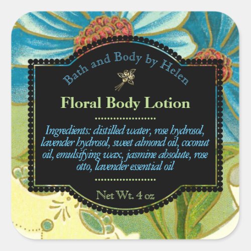 Vintage flowers bath and body care label