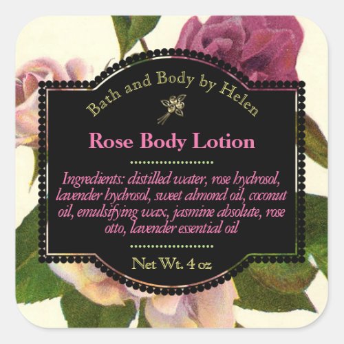 Vintage roses bath and body care label